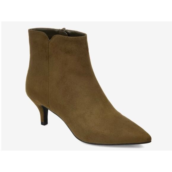 Journee Collection Isobel Womens Boot Size 8 Olive Green Faux Suede Kitten Heel - Picture 1 of 8